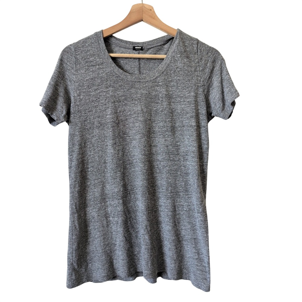 Monrow Classic Women Heather Grey Scoop Neck Short Sleeve Tee S USA Capsule